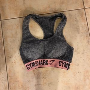 Gymshark Flex sports bra in charcoal grey and pink